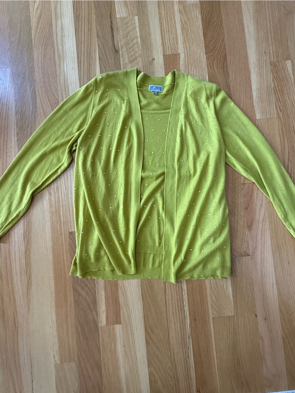 JM Collection | Green Sequin Sweater Top Sewn Set | Size XL